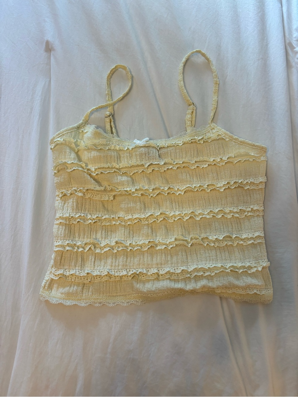 Edikted Cream Ruffle Lace Trim Cami